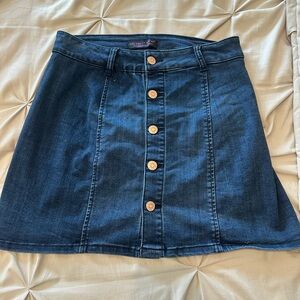 Celebrity Pink Dark Blue Denim Button-Front A-Line Skirt